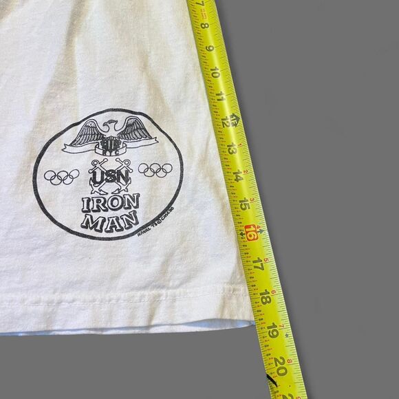 Vintage 80s Murina Iron Man Navy Olympic White Shorts Surfwear Sz M-L READ DESC - Picture 7 of 7